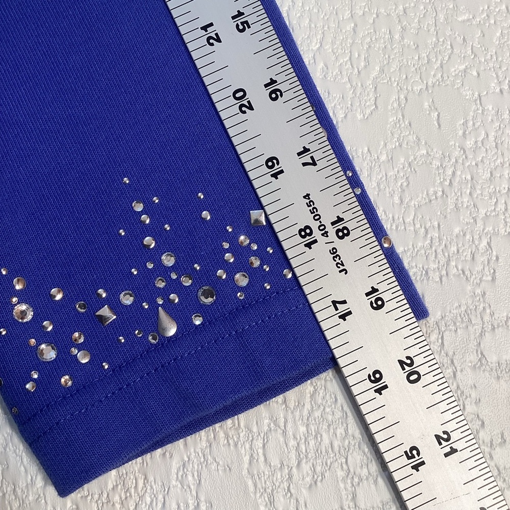 Quacker Factory Rhinestone Embellished Button Front Cardigan Blue‎ Medium - Picture 5 of 13